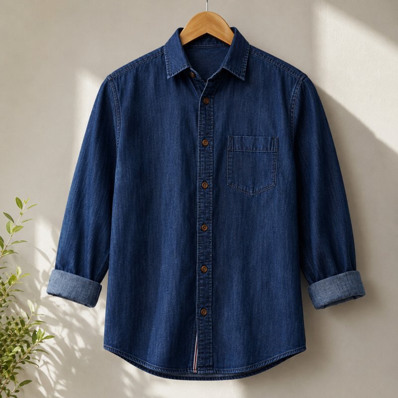 Navy Blue Denim Shirt